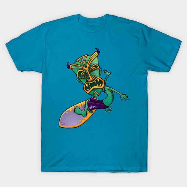 Tiki Surfer Dude T-Shirt by fizzgig